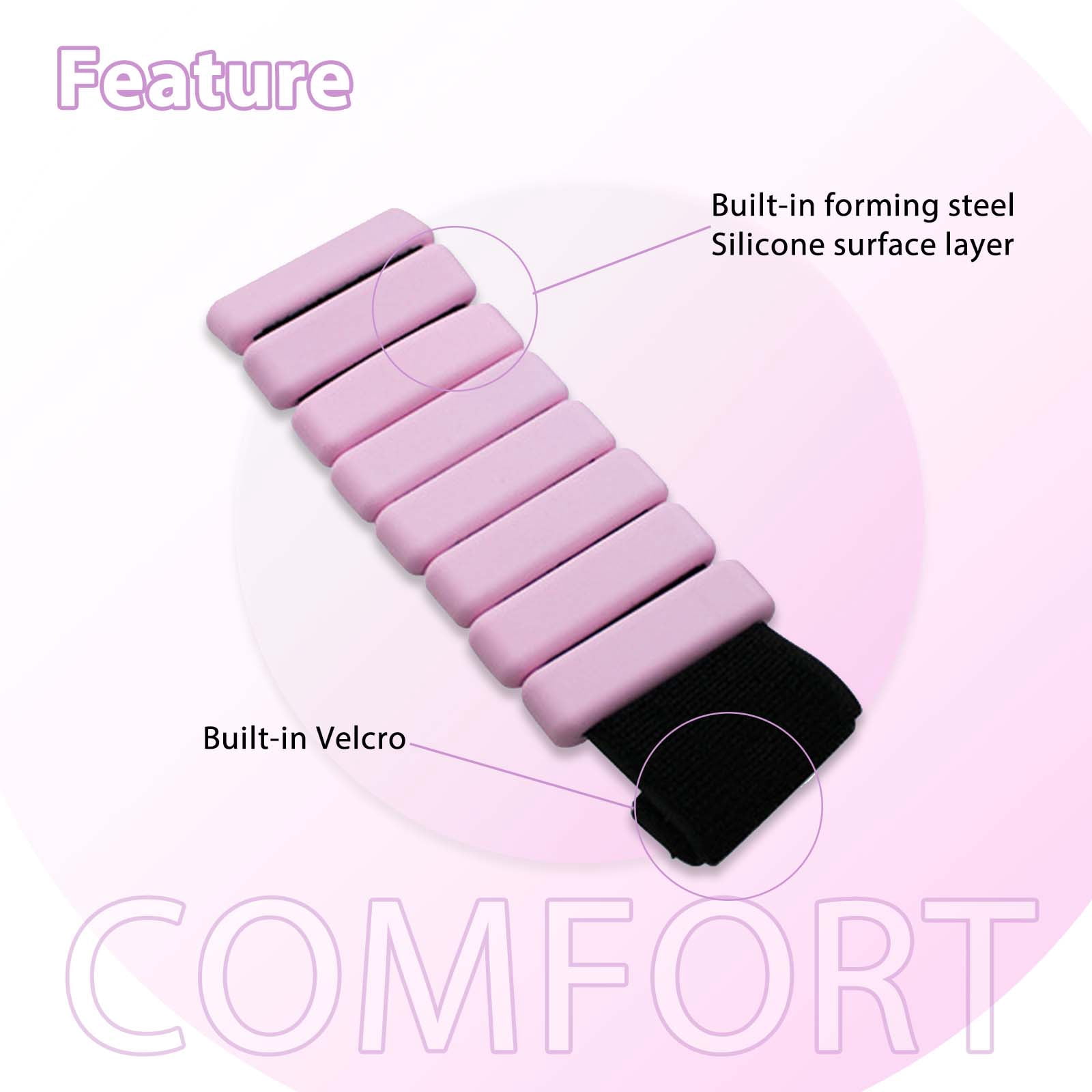 Ueasy Wrist Weights Set of 2, 1lb Adjustable Silicone Weighted Bangles for Women & Men, Wearable Ankle Weights for Yoga, Pilates, Dance, Strength Training, Running and Pool Exercises
