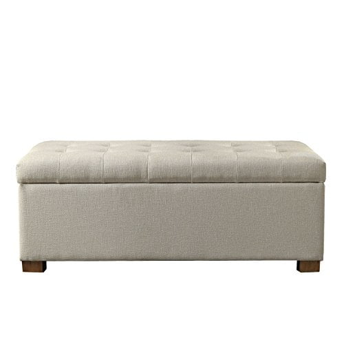 Kinfine K7378-F1424 Button Tufted Storage Bench, Light Gray, 46" x 18" x 18"