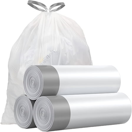 CCOCC Small Trash Bags 4 Gallon - Drawstring,Individual Unscented Small Garbage Bags,White Trash Can Liners For Bathroom,57 Count