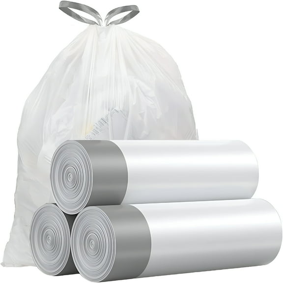 CCOCC Small Trash Bags 4 Gallon - Drawstring,Individual Unscented Small Garbage Bags,White Trash Can Liners For Bathroom,57 Count