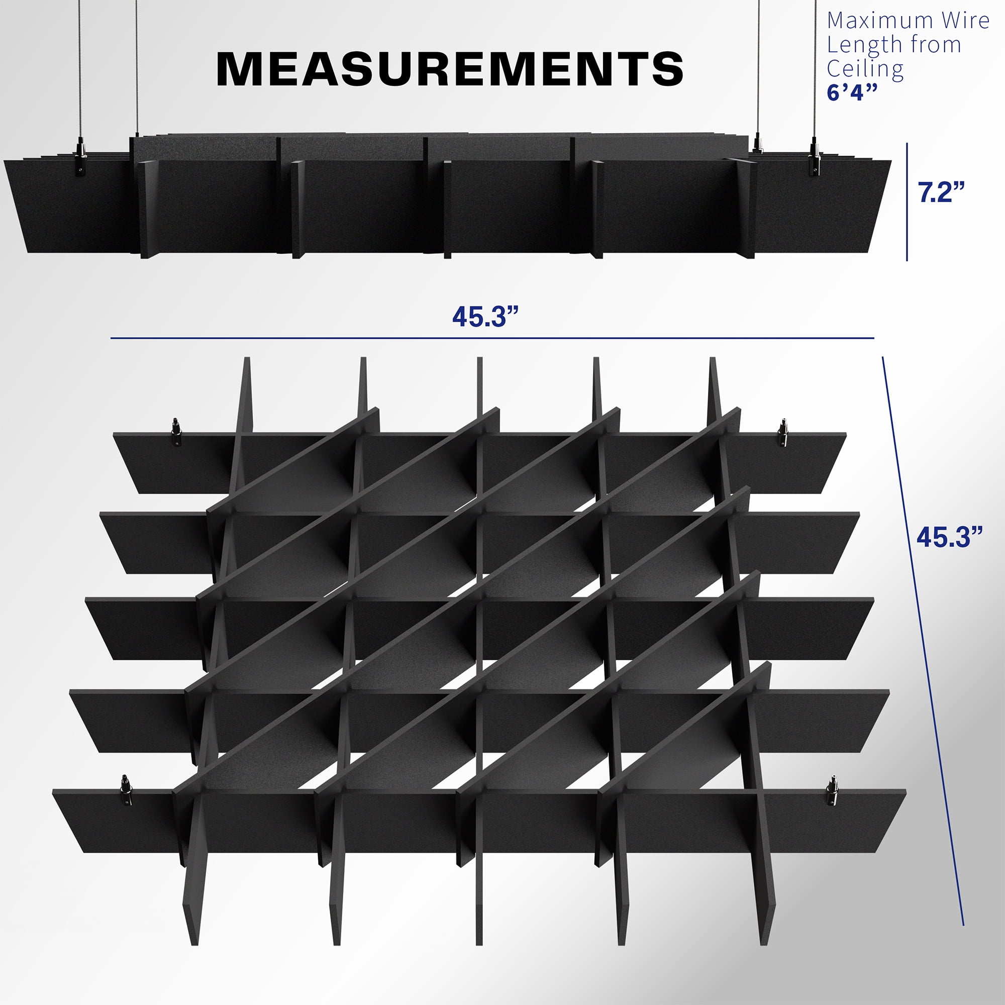 VIVO Acoustic Dual Layer Ceiling Waffle Panel, 45" x 45" Hanging Sound Absorber