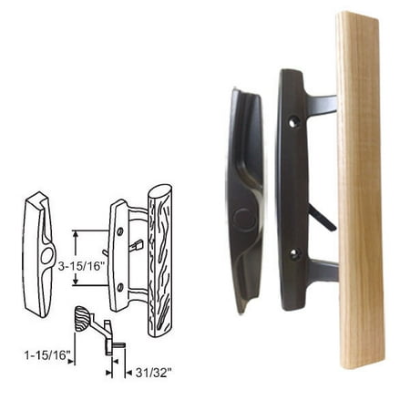 Patio Door Glass Types STB Sliding Glass Patio Door Handle Set, Mortise Type, Non-Keyed, Black, 3-15/16