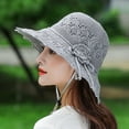 thumbnail image 4 of Nfurl Straw Hats for Women Beach Summer Sun Hats UV Protection Wide Brim Woven Straw Hats with Bow for Vacation Travel,Gray, 4 of 6
