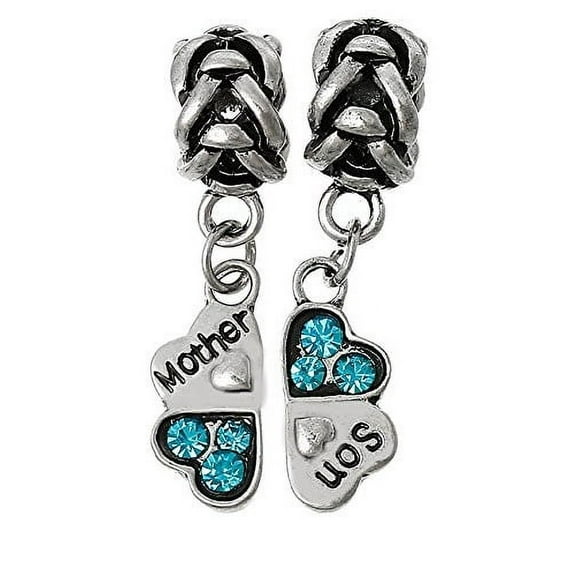 Sexy Sparkles Heart Love Mother Son Charm Dangle Beads Charms for Snake Chain Bracelets - Mother Son Love Charm Beads Bracelet- Zinc Metal Alloy
