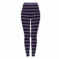 thumbnail image 2 of Women's Striped Leggings Halloween Costume High Waist Stretchy Casual Running Yoga Pants Purple XXL, 2 of 9