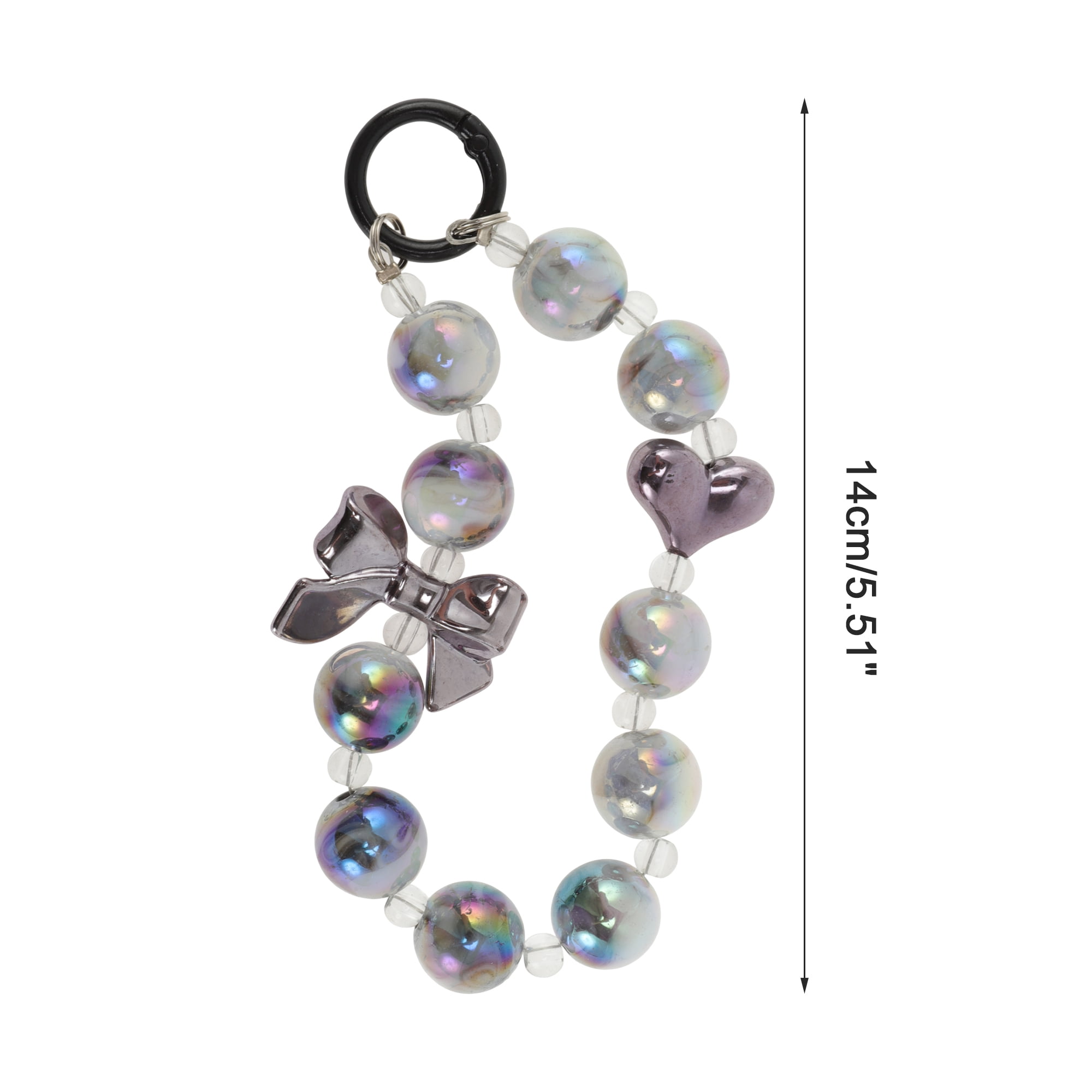 Unique Bargains Bow Heart Phone Charm in Black and Silver Tone for Stylish Accessory Use