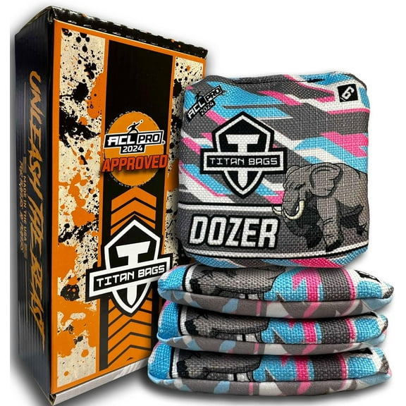 Titan Bags - Dozer Cornhole Bags - ACL PRO Approved Toss Bag, Professional Cornhole Bags, Bean Bag for Cornhole, Tossing Bags for Indoor and Outdoor Use, Suede Cloth Tournament Bean Bag (Fractal Pink)
