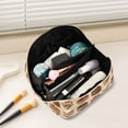thumbnail image 2 of FORMRS Makeup Bag Travel Cosmetic Organizer for Women Fold Flat Zipper Pouch with Handle, Brown Cakes, 2 of 8