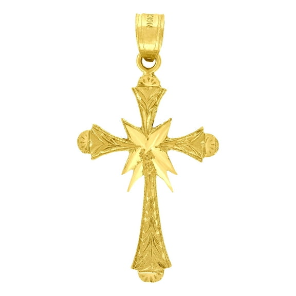 10k Yellow Gold Womens Mens Unisex Cross Religious Charm Pendant Pendant Necklace for Men Women