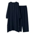 thumbnail image 6 of IBTOM CASTLE Muslim Clothes for Women Arabic Long Sleeve Loose Ramadan Tracksuit Islamic Clothing Blouse Wide Leg Pant Suits L Navy Blue, 6 of 8
