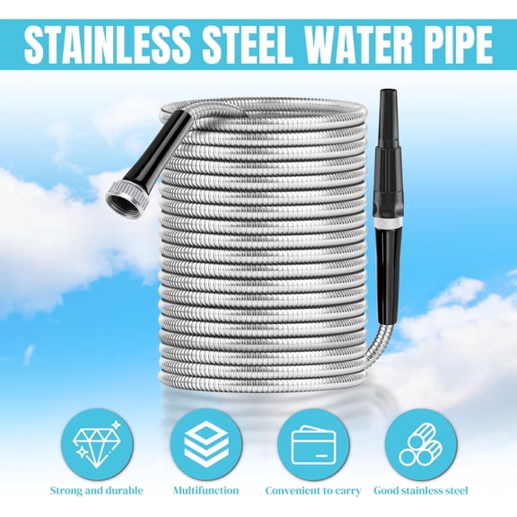 netuera 25 ft Stainless Steel Garden Hose,Lightweight Metal Water Hoses