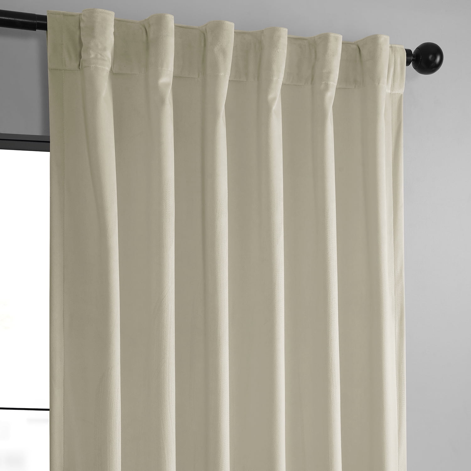 HPD Half Price Drapes Basic Deluxe Velvet Room Darkening Curtains with Rod Pocket - 2 Panels Set - Window Curtains for Living Room & Curtains for Bedroom, 50W X 108L, Light Ivory