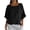 Black, variant on Round Neck Ruffled Hem 3/4 Sleeve Cotton and Linen Pullover Top Casual Solid Color Lightweight Beach Gauze Shirts
