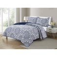 thumbnail image 1 of Bibb Home 2025FQNAVMED Full & Queen Size Printed Reversible Quilt Set, Navy Medallion - 3 Piece, 1 of 1