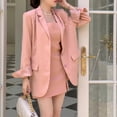 thumbnail image 4 of Traje elegante chaqueta suelta + vestido de tiras interiores para ir al trabajo 5 colores, 4 of 5