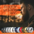 thumbnail image 4 of Rinfit Silicone Wedding Rings for Men; Silicone Wedding Bands Men, 2-Ring Pack; Black. Set#89, 4 of 5