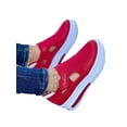 thumbnail image 4 of SIMANLAN Womens Platform Casual Sneakers Walking Sandals Breathable Mesh Flats Red 7.5, 4 of 5