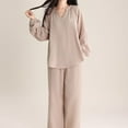 thumbnail image 2 of 2 Piece Sets for Women – Button Pajama Sets for Travel Relaxation or Evening Comfort at Home Women's Double Pajamas Thin V Neck Cover Elegant Loose Can Be Worn Outside The Home Suit, 2 of 4