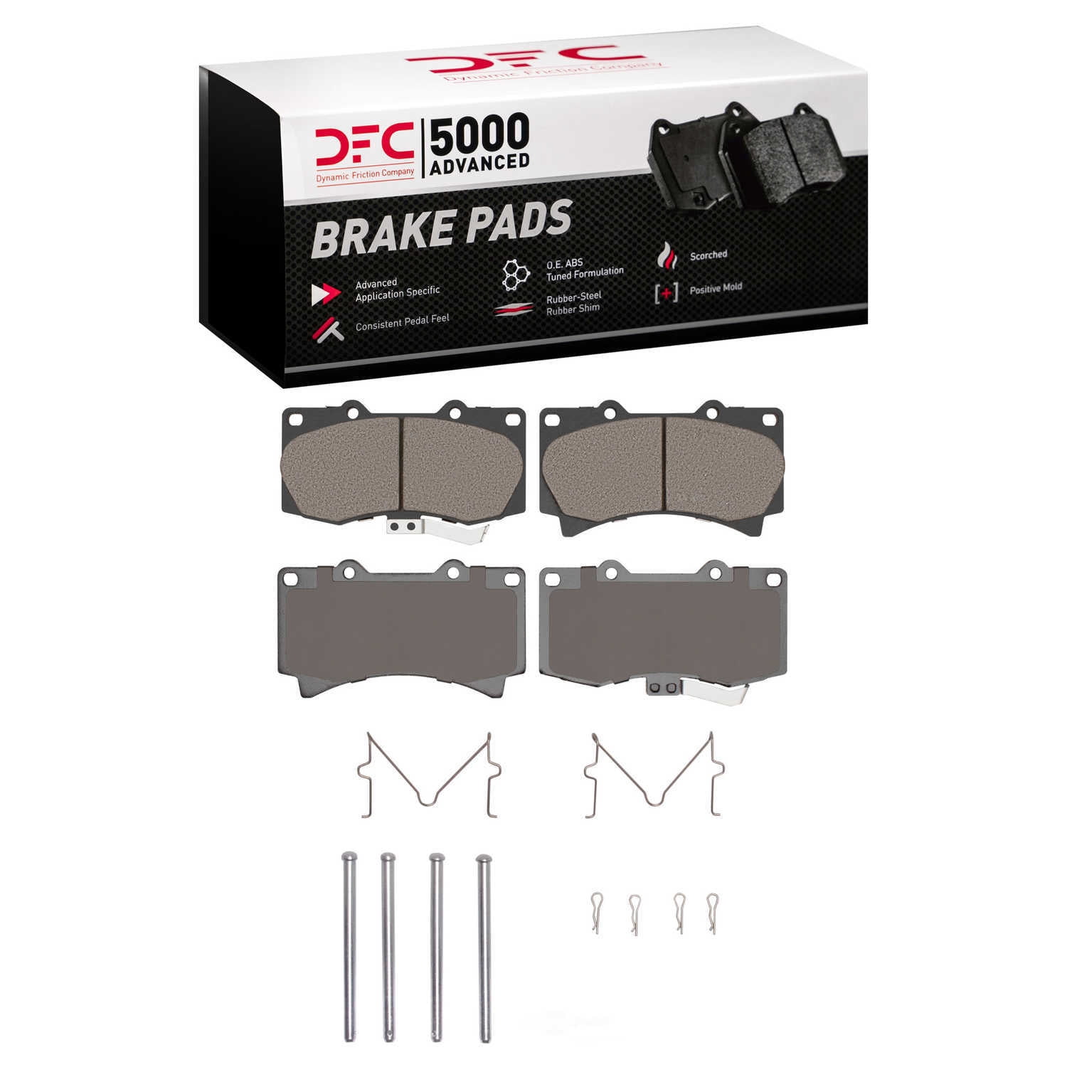 Dynamic Friction Company 1551-1119-01 DFC 5000 Advanced Brake Pads - Ceramic and Hardware Kit - OE