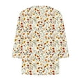 thumbnail image 3 of CYMMPU Blouses for Women Dressy Casual V Neck Tunic Tops Spring Tops Loose Fit 3/4 Sleeve Summer Fashion Shirts Flower Pattern Plus Size Blouse XXL, 3 of 4