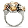 thumbnail image 4 of Womens Rings High polished (no plating) Stainless Steel Ring with AAA Grade CZ in Champagne TK044, 4 of 5