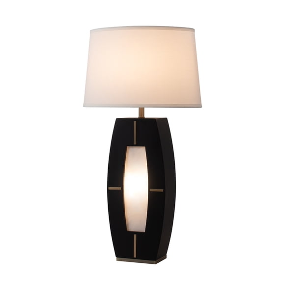 Delacey Table Lamp with Nightlight Ebony Wood Finish Weathered Brass