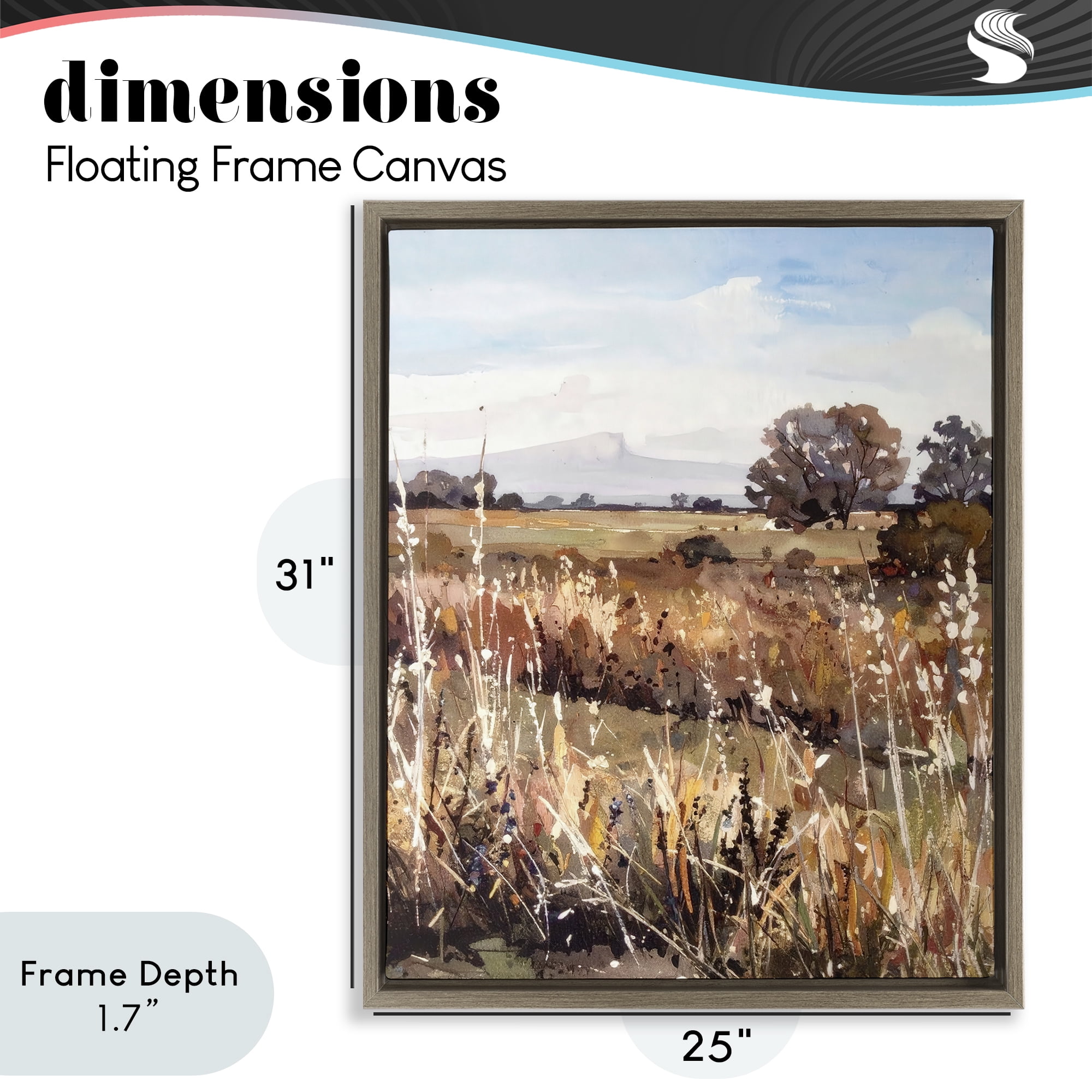 Stupell Industries Peaceful Meadow Expression Brown Framed Floater Canvas Wall Art, design by Alonza Saunders