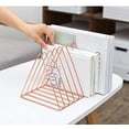 thumbnail image 3 of PENGKE File Organizer Triangle Iron Desktop Storage Book Rack Bookshelf Copper Magazine Newspaper Holder Art Desktop Organizer Rack,Rose Gold Pack of 1, 3 of 5