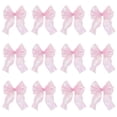 thumbnail image 2 of 12Pcs Iridescent Pink Christmas Bow Ornaments, Large Sheer Fabric Bows for Christmas Tree Wreath Garland Gift Wrap Holiday Decor, 2 of 6