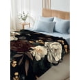 thumbnail image 4 of Vintage Black Floral King Size Flat Sheet, Wrinkleproof & Fadeproof Cooling Flat Bed Sheet Only, Spring Seasonal Botanical Blooms Breathable Soft Bedding Top Sheets 105 x 98 Inches, 4 of 8