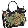 thumbnail image 4 of Bolso de mano bordado para mujer, estilo tradicional chino, bandolera para trabajar Negro, 4 of 9