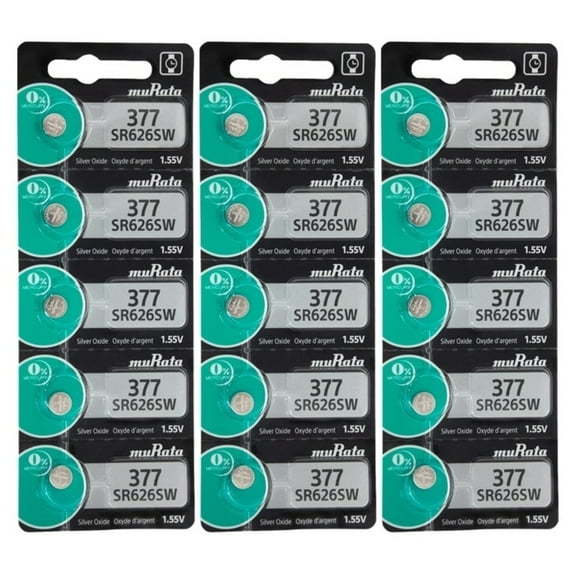 MuRata Silver Oxide Battery 377 Pack Of 15