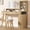 Natural, variant on 47.2" Vanity Desk with Lighted Mirror, Stool & Charging Station, Makeup Table with Drawer, Cabinet, Glass Door, Adjustable Shelf-white