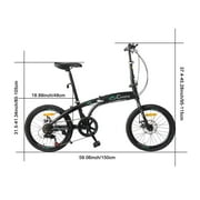Zimtown 20 Adult Folding Bike, 7 Speed Shimano Lightweight City Commuter Bicycle, Black