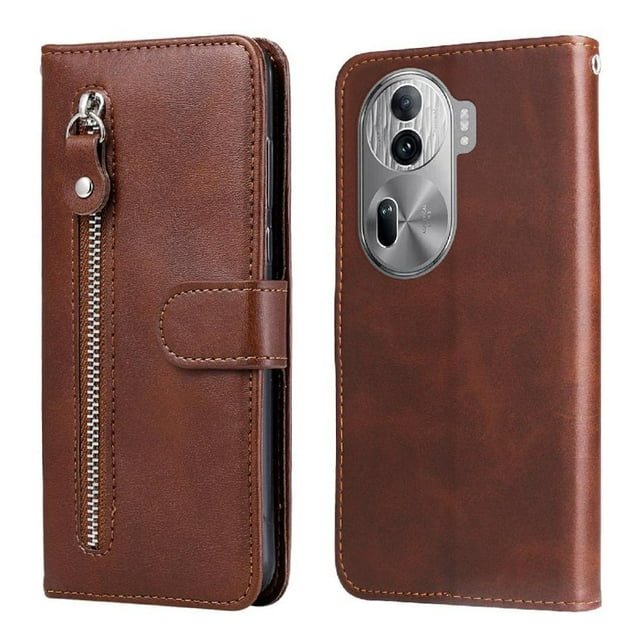 Estuche de Cuero PU con Cierre para OPPO Reno 11 5G , Funda Protectora con Billetera y Correa