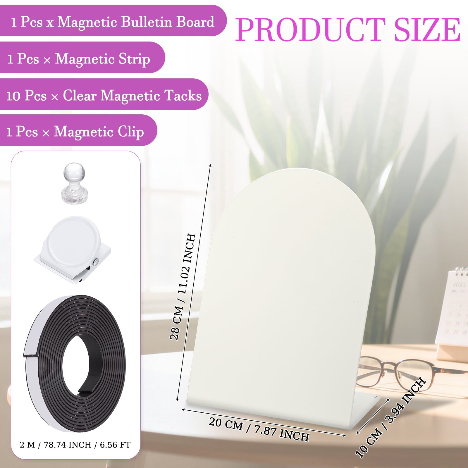 Uxcell Magnetic Bulletin Board, Memo Magnet Display Stand Board with Magnetic Accessory Set for Home Office Kitchen, White