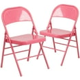 thumbnail image 2 of Emma + Oliver 2 Pack Bubblegum Pink Triple Braced & Double Hinged Metal Folding Chair, 2 of 14
