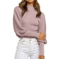 thumbnail image 1 of Gibobby Sueteres Para Mujeres Calientitos Elegantes Suéter de manga larga de color sólido de cuello para mujer Suéter de punto grueso Casual Tops(B,M), 1 of 5