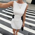 thumbnail image 3 of Morttic Women's Elegant Striped Boat Neck Sleeveless Mini Dress – Double-Side Bow Tie Slim Fit Summer Party & Date Night Dress White，S, 3 of 7