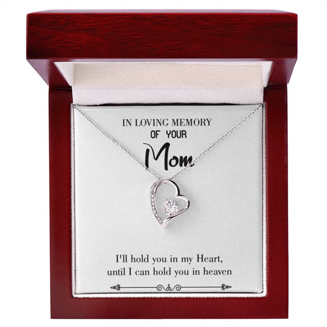 To Mom Remembrance Message Hold You in Heaven White Forever Necklace w Message Card