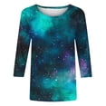 thumbnail image 5 of TKLPEHG 3/4 Sleeve Tops for Women Crew Neck Three-quarter Sleeve Tshirt Cute Comfy Fashion Casual Loose Summer Star Print Graphic Tee Outfits (Multicolor,M), 5 of 5