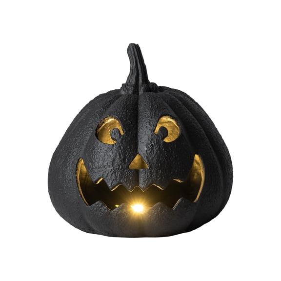 My Texas House Halloween Jack-o'-Lantern Tabletop Decoration, Black, 9"