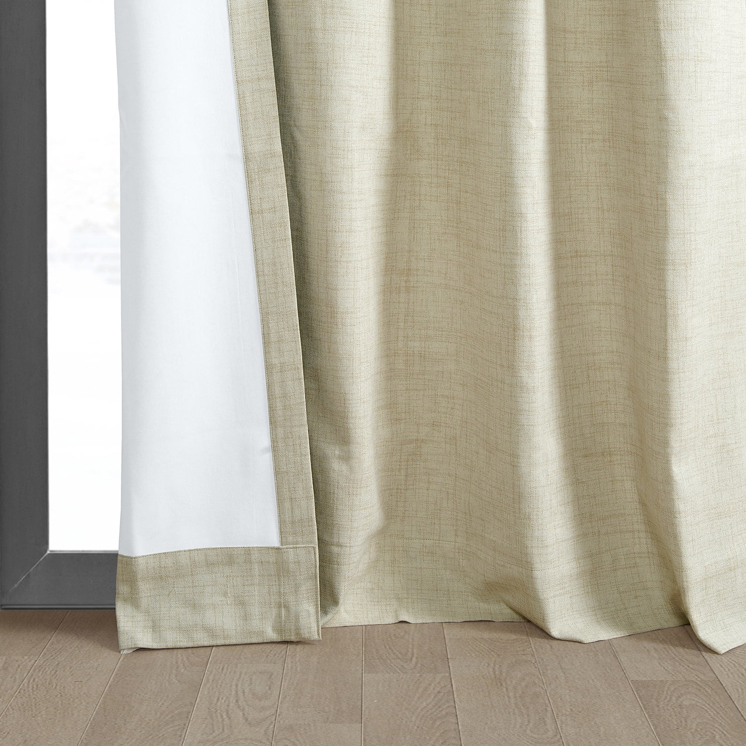 Natural Light Beige Thermal Cross Linen Weave Blackout Grommet Curtain (1 Panel), Natural Light Beige, 50W X 96L