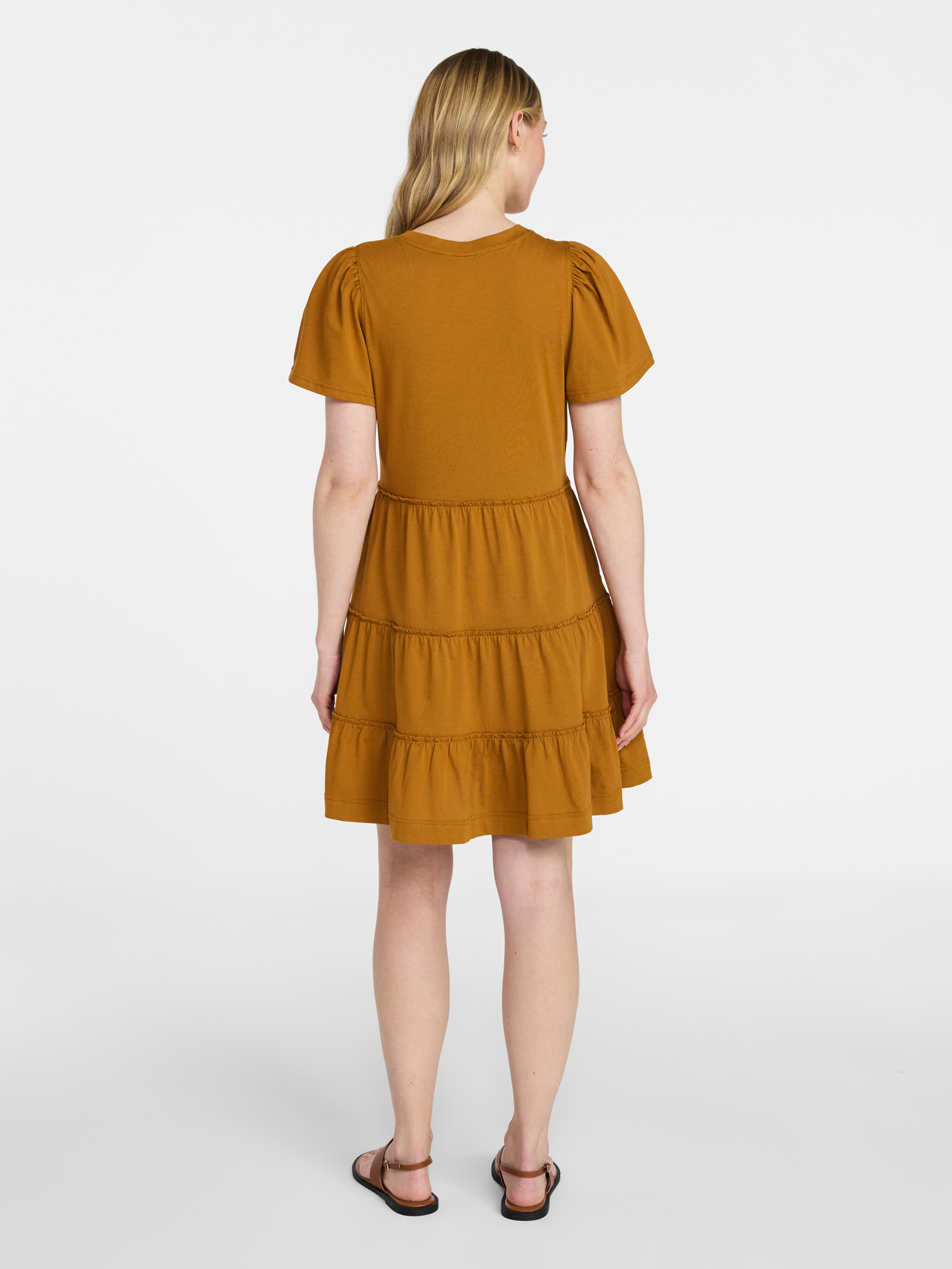 Time and Tru Women's and Women’s Plus Cotton Swing Dress with Short Sleeves, Sizes XS-4X