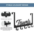 thumbnail image 5 of Over The Door Hooks, Towel Rack Towel Hooks for Bathroom, Towel Holder for Hanging Heavy Duty, Door Rack Over Door Hanger with 5 Coat Hooks for Bedroom Bathroom Kitchen, Black, 5 of 9