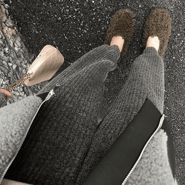 Pantalones Harley de terciopelo sueltos para mujer, ropa interior informal de punto con pierna ancha para otoño e invierno, estilo urbano