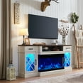 thumbnail image 4 of OKD Farmhouse 3-Sided Fireplace TV Stand for 80" TVs, 70" Entertainment Center with Electric Fireplace and Storage Drawers, Antique White, 4 of 12