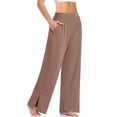 thumbnail image 1 of Pantalones deportivos holgados de pierna ancha para mujer, informales, cómodos, de cintura alta, para yoga, atléticos y con bolsillos, 1 of 5