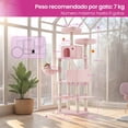thumbnail image 4 of SONGMICS HOME Árbol para Gatos de 206 cm de Altura, Torre de Gatos con 13 Poste, 2 Cuevas, 2 Plataformas, Cesta, Pompón, Hamaca, Rosa Jalea, 4 of 7