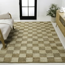 JONATHAN Y NATURAL FIBER 4 x 6 Area Rug, Theo Farmhouse Woven Jute Checkerboard - Natural/Bleach, NRF203C-4